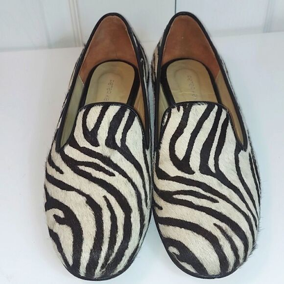 Peter Kent Zebra Print Calf Hair Loafers Sz 37 - Picture 2 of 11